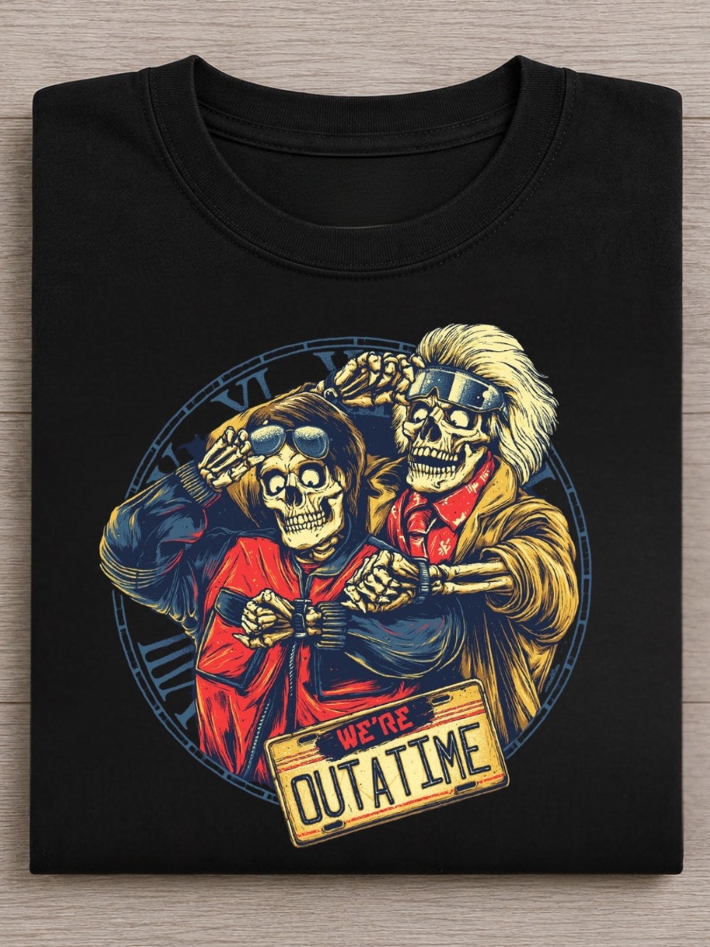 Halloween Out Atime Skull Graphic Tee - Black Vintage For Festival